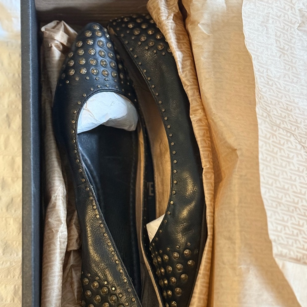 Studded Black Leather Flats